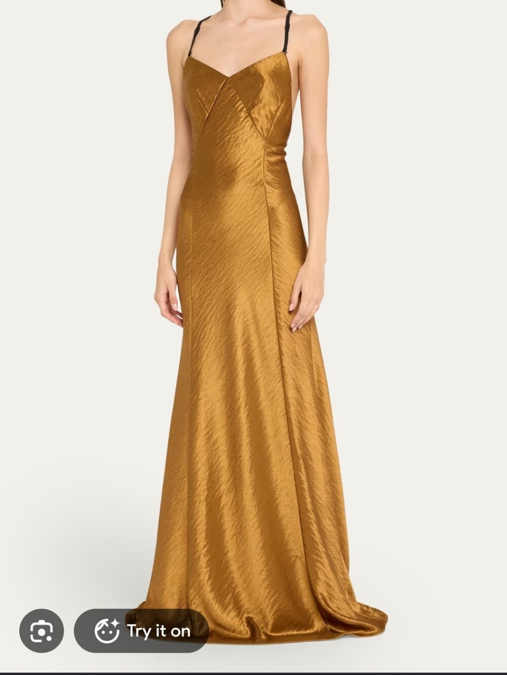 Jason Wu Collection Deep Gold Hammered Satin Dress Gown Black Straps NWT SIZE 2
